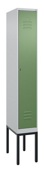 C+P Umkleidespind Classic PLUS mit Mitteltrennwand, Gestell, 2120x300x500mm, 7035/6011, Zylinderschloss, 0800307-10F S10021