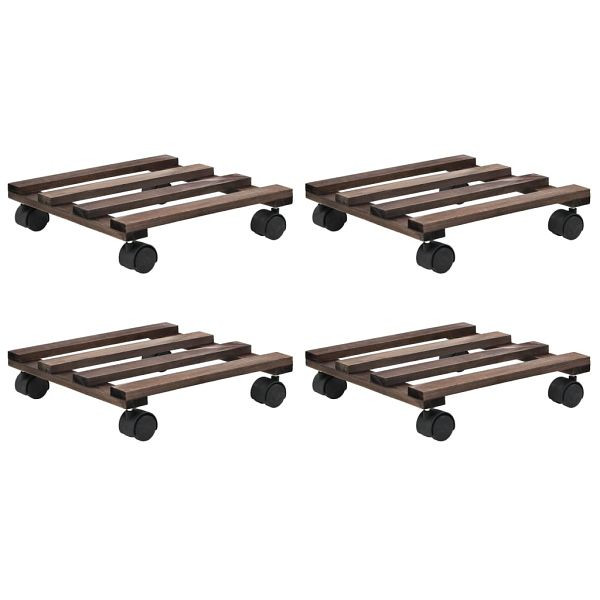 vidaXL Pflanzenständer mit Rollen 4 Stück Zedernholz 25 x 25 cm, 246442