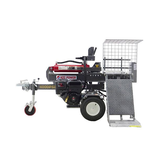 HZC Power 40 t liegend Holzspalter mit Benzinmotor & Stammheber 530mm Spaltlänge, unmontiert, HS40335U