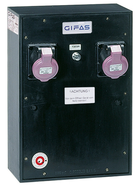 GIFAS Sicherheitstransformator Vollgummi-Verteiler Typ 3800, 230/24V, 320VA, 2x CEE 16A/24V, 262227
