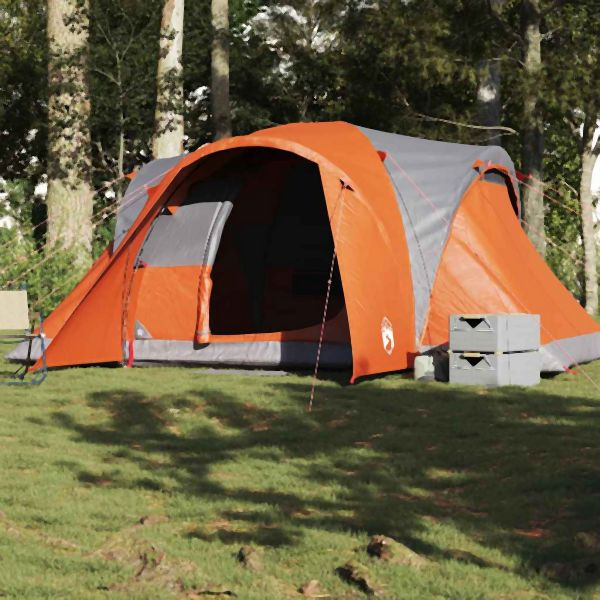 vidaXL Kuppel-Familienzelt 6 Personen Grau und Orange Wasserdicht, 4009463