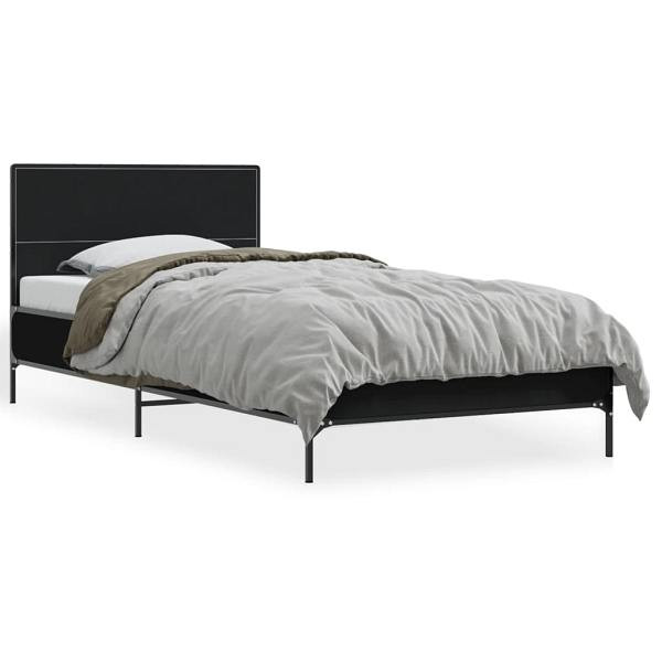 vidaXL Bettgestell Schwarz 100x200 cm Holzwerkstoff und Metall, 845522