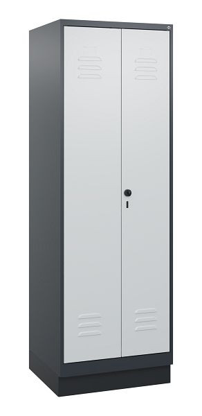 C+P Umkleidespind Classic PLUS, Doppel-Spind, Sockel, 2 Abteile, 1800x600x500mm, 7016/7035, Drehriegel, 0800227-20P S10013