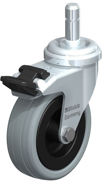 Blickle LRA-VPA 75G-FI-ES Apparate-Lenkrolle mit Einsteckstift & Feststeller, Vollgummi, Grau, 304295