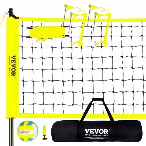 VEVOR Volleyballnetz Höhenverstellbar Volleyballnetz Set, tragbar, faltbar mit Volleyball & Tragetasche, für Garten Strand Rasen, PQWTZ323YCGGGY3MUV0