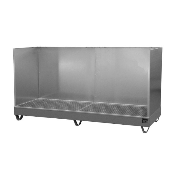 STEIN HGS Auffangwanne Serie 2000/SW, mit Spritzschutzwand, 222 Liter, RAL 7005 mausgrau, Gesamthöhe 1250 mm, lackiert, 4 x 200 Liter Fass, 79195.0023