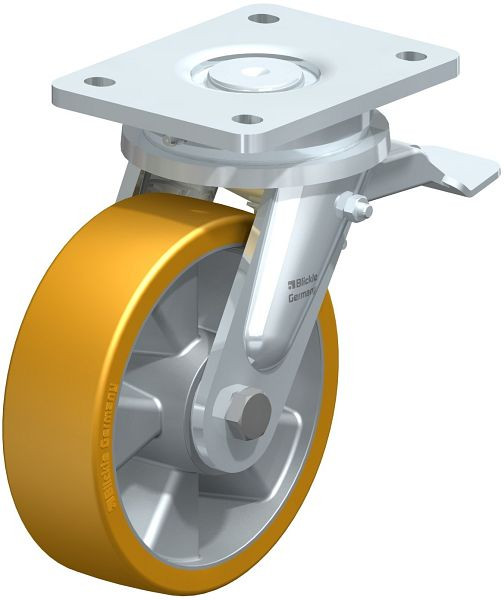 Blickle LO-ALTH 160K-ST Stahlgeschweißte Schwerlast-Lenkrolle mit Feststeller, Blickle Extrathane®, Hellbraun, 309872