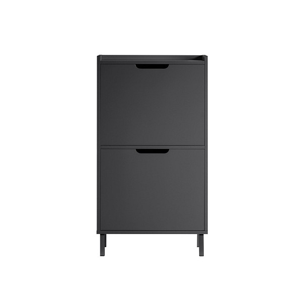 SoBuy Schuhschrank mit 4 Türen Schwarz 50x47x91 cm, Modern, FSR151-SCH