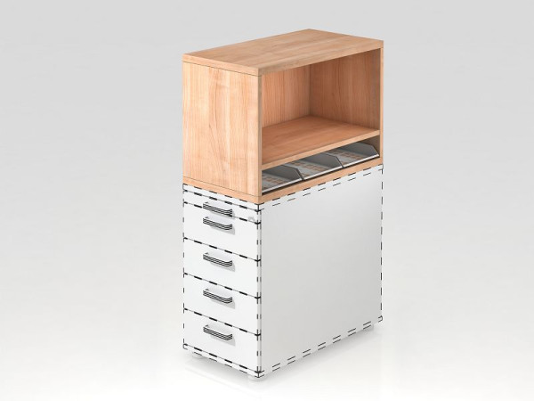 Hammerbacher Aufsatzregal für Container SC Nussbaum, 42,8x80x53 cm (BxTxH), VSCA1/N