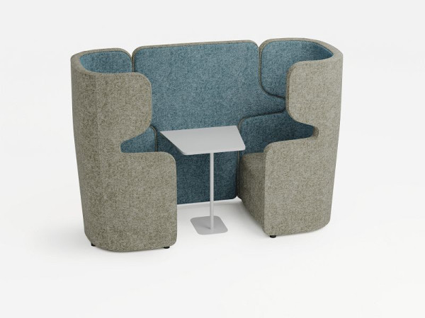 Bisley Vivo 2er-Set, gegenüberliegende Sessel mit hoher Rückenlehne, Farbe: hellgrau/hellblau, ohne Zubehör, inkl. Tisch weiß, VIVH2SETXPWM0101WM0133TABW