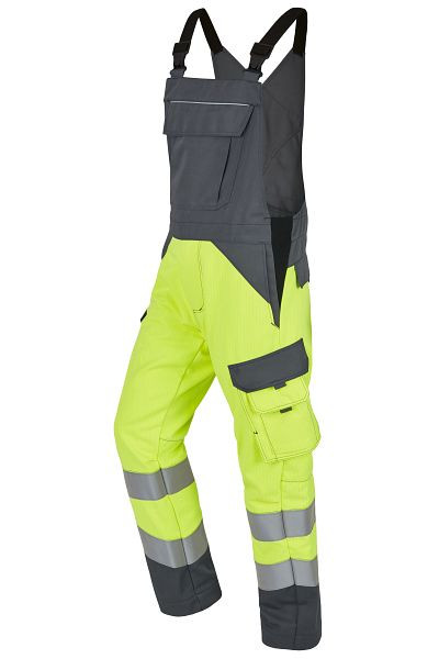 ROFA Latzhose 2386 teils zweilagig, Größe 28, Farbe 381-leuchtgelb-grau, 4552386-381-28