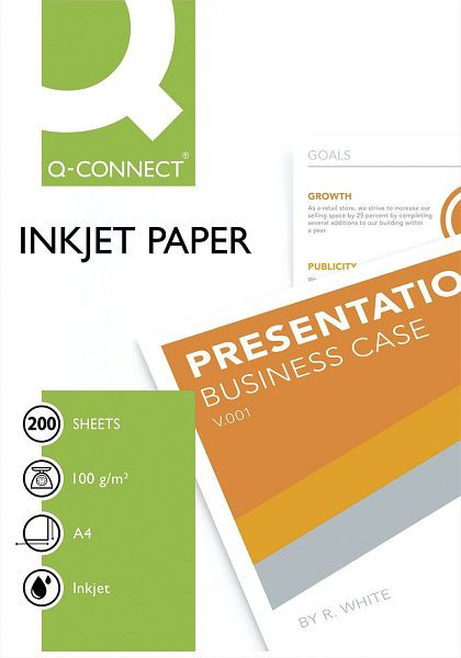 Q-Connect Inkjet-Papiere Premium - A4, 100 g/qm, weiß, 200 Blatt, KF01553