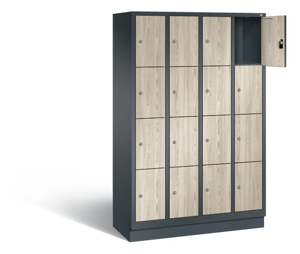 C+P Schließfachschrank Evolo, H1800xB1190xT500mm, Farbe: Anthrazitgrau / Dekor Sen-Esche, 48020-404 S10286