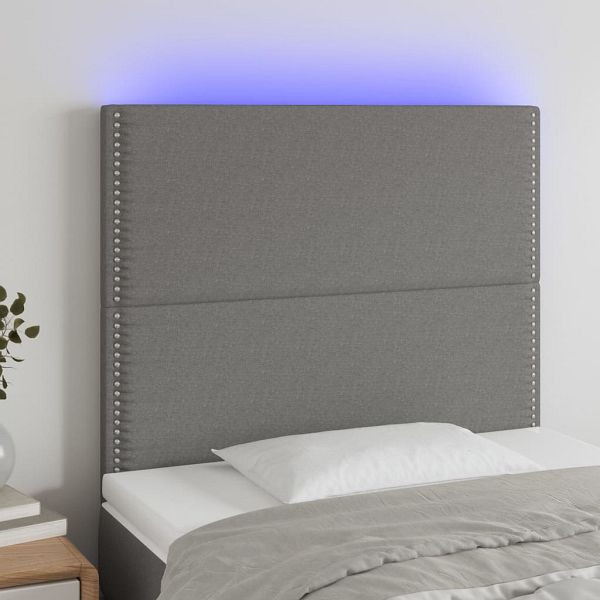 vidaXL LED Kopfteil Dunkelgrau 90x5x118/128 cm Stoff, 3122267