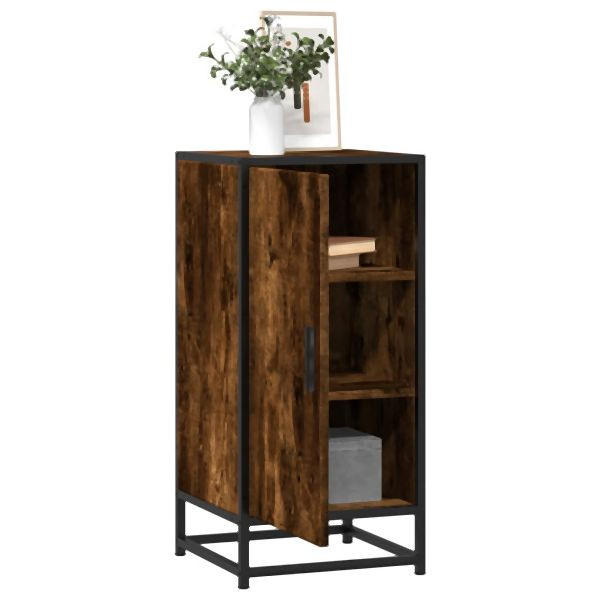 vidaXL Sideboard Räuchereiche 35,5x35x76 cm Holzwerkstoff und Metall, 848941