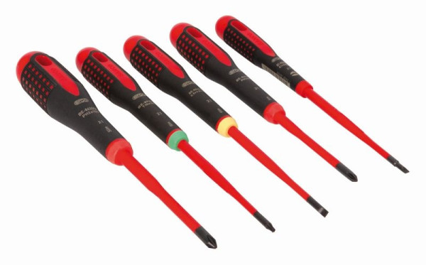 Bahco ERGO™ Isolierter Schraubendreher-Satz für Schlitz-, Kreuzschlitz- und TORX®-Schrauben, schmal, mit 3-Komponenten-Griff, 5-teilig, BE-9871SL