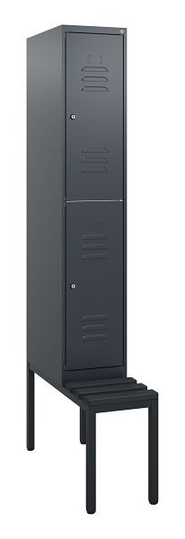 C+P Doppelstöckiger Spind Classic PLUS, 1950x300x815mm, 7016/7016, Zylinderschlösser, mit untergebauter Sitzbank, 0803505-10 S10087