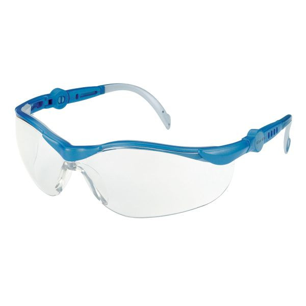 L+D CYCLE klar Ergonomic Schutzbrillen, EN 166F, farblos PC 2mm Sichtscheiben, blau grauen Rahmen, kratzfest, UV-Schutz, VE: 10 Stück, 2675