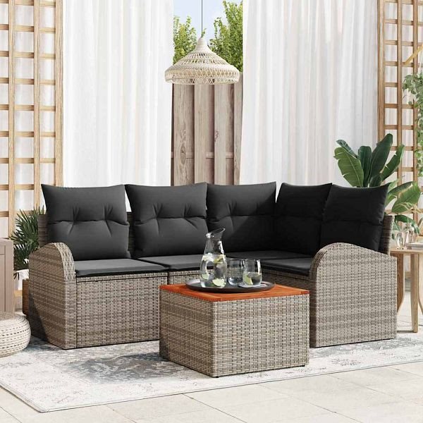 vidaXL Garten-Sofa-Set 5-teilig Grau, 3356242, 8721288365132