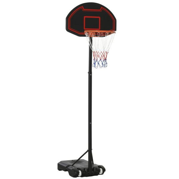HOMCOM Basketballständer mit Rädern, 195-250 cm, höhenverstellbar, Stahl Kunststoff Schwarz, A61-031