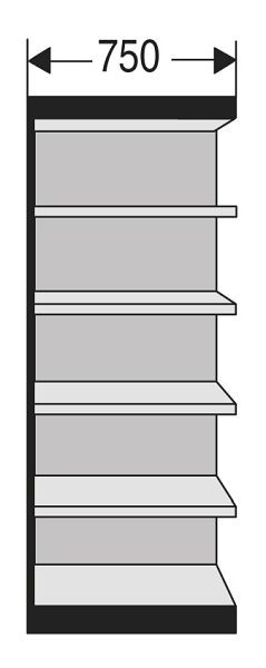 Kerkmann Büro-Regal Progress 2000, B 750 x T 400 x H 2250 mm, mit Rückwand, schwarz/lichtgrau, 50223615