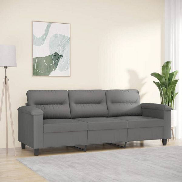 vidaXL 3-Sitzer-Sofa Dunkelgrau 180 cm Mikrofasergewebe, 359569