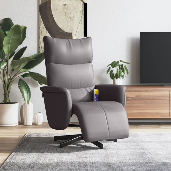 vidaXL Massagesessel mit Fußteil Grau Kunstleder, 356595