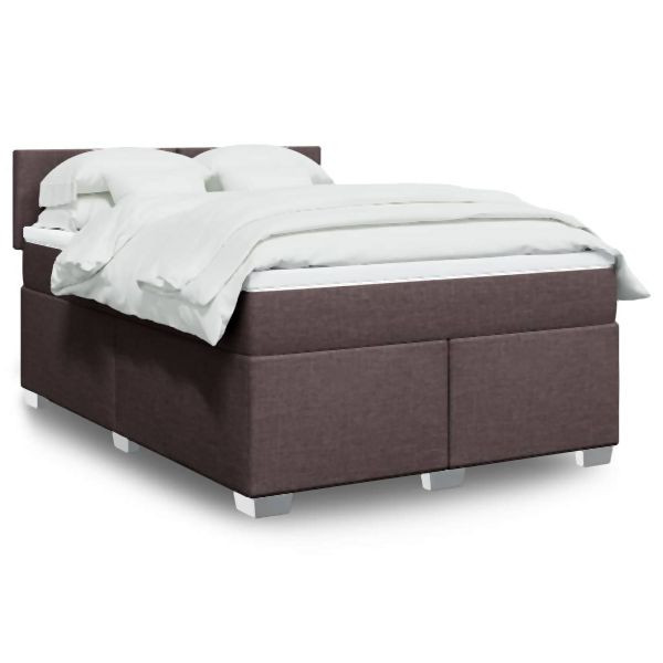 vidaXL Boxspringbett mit Matratze Dunkelbraun 140x200 cm Stoff, 3288207