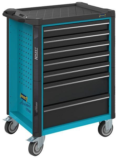 Hazet Werkstattwagen Assistent, Kunststoff-Arbeitsplatte, 7 Schubladen, Schubfächer flach: 5x 77x522x398 mm, 179N-7