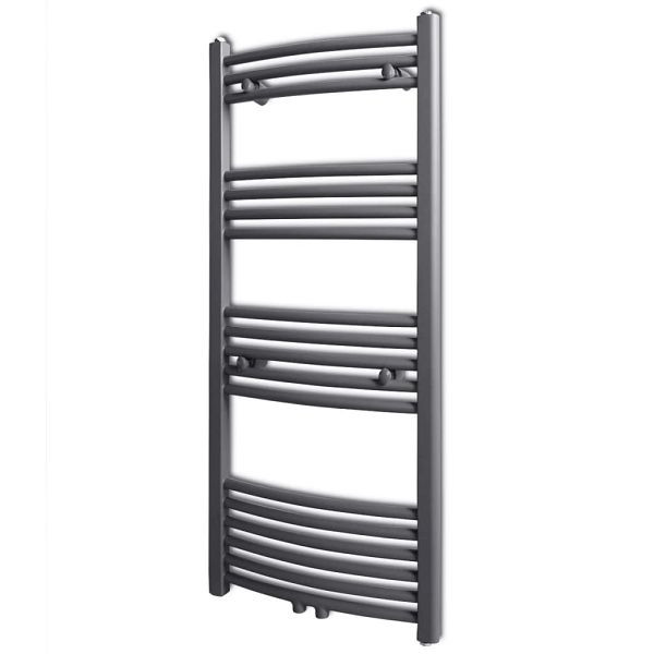 vidaXL Handtuchheizkörper Warmwasser Gebogen Grau 500x1160 mm, 141899
