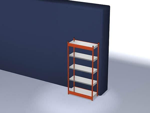 hofe Fachboden-Grundregal, 2000x400x1000 mm, 5 Fachebenen, verzinkt / RAL 2004, 200 kg Fachlast, 1600 kg Feldlast, einseitige Bedienung, ROG204010ME