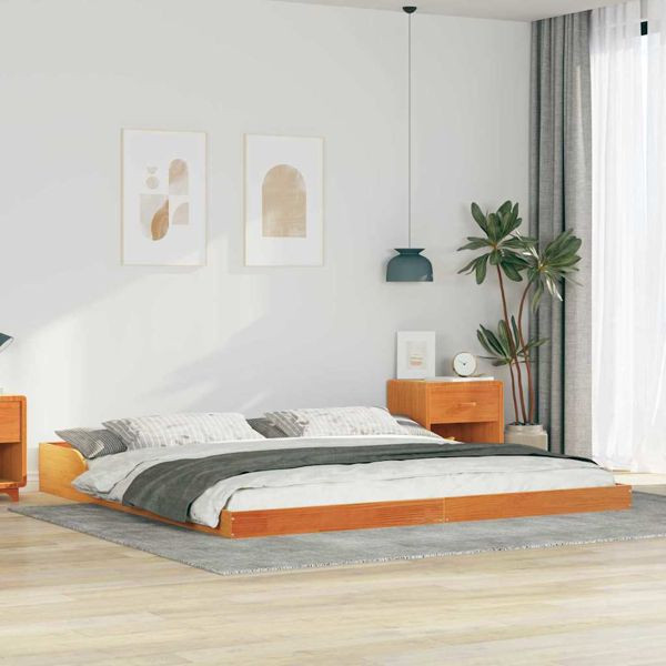vidaXL Bettgestell Wachsbraun 180 x 210 cm Massivholz Kiefer, 873360