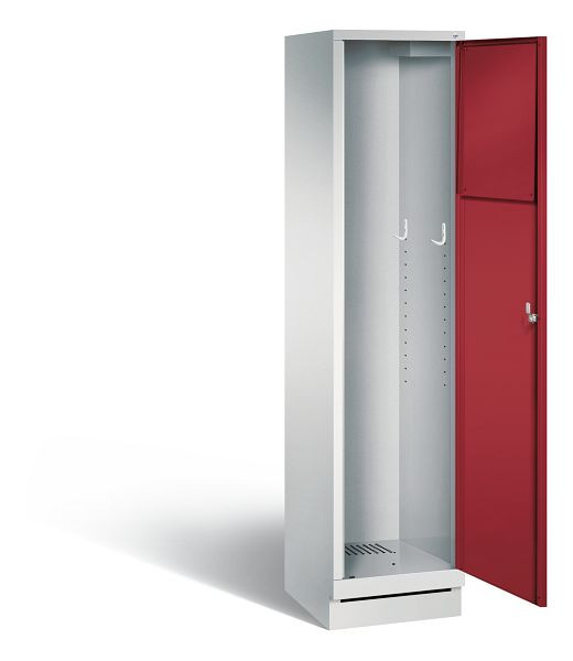 C+P Wäsche-Sammelschrank Evolo, H1800xB420xT500mm, Farbe: Lichtgrau / Rubinrot, 48170-210 S10005