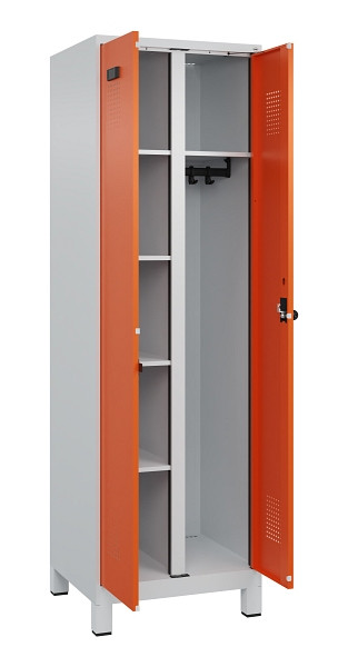 C+P Wäsche-/Garderobenspind Evolo PLUS, mit Füßen, 2 Abteile, 1950x600x500mm, 7, Frontfarbe RAL 2004 Reinorange, Drehriegel, 049610-20 S10002