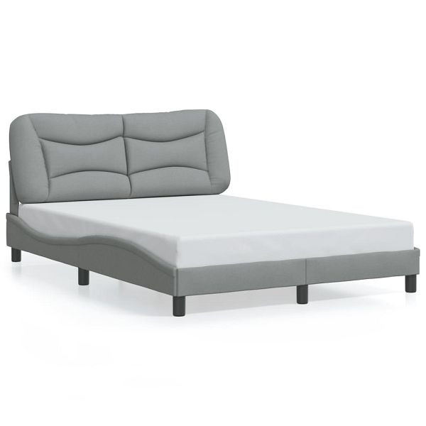 vidaXL Bettgestell mit Kopfteil Hellgrau 140x190 cm Stoff, 3207765