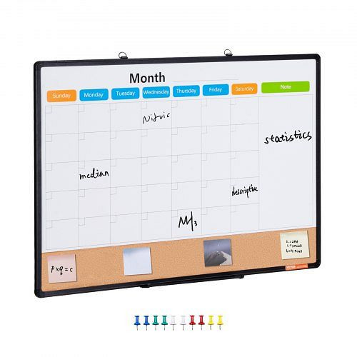 VEVOR 36"x24" Monatskalender- und Kork-Whiteboard mit Alurahmen – 2-in-1 magnetisch, trocken abwischbar, Wandmontage, RMB36X24RLBBZZZDYV0