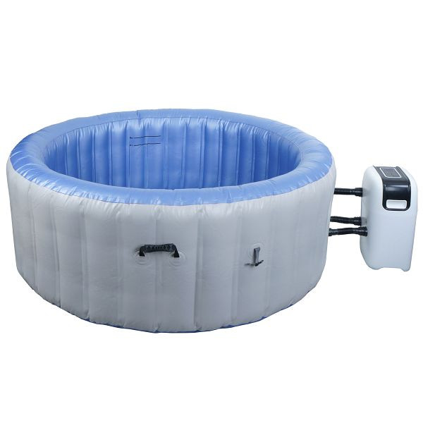 Mendler Whirlpool HWC-N97, 4 Personen, In-/Outdoor heizbar aufblasbar Pumpe PVC laminiert, rund Ø 180cm, grau-blau, 110359+110365