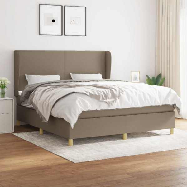 vidaXL Boxspringbett mit Matratze Taupe 180x200 cm Stoff, 3128385