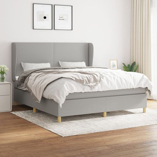 vidaXL Boxspringbett mit Matratze Hellgrau 180x200 cm Stoff, 3128381