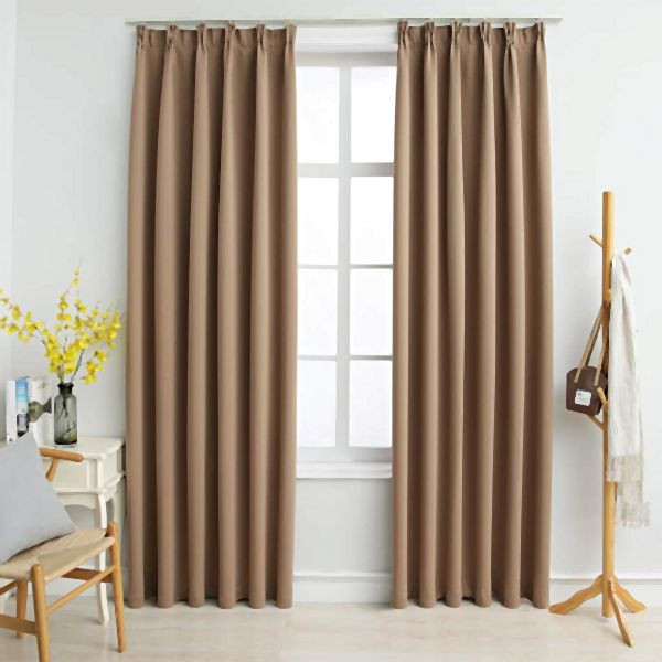 vidaXL Verdunkelungsvorhänge mit Haken 2 Stück Taupe 140x245cm, 134440
