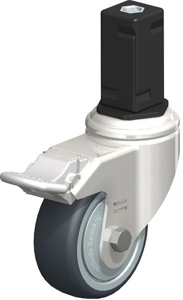 Blickle LKRXA-TPA 80KD-11-FI-FK-EXV15 Edelstahl-Apparate-Lenkrolle mit Expander & Feststeller, Thermoplastisches Gummi-Elastomer, Grau, 853137