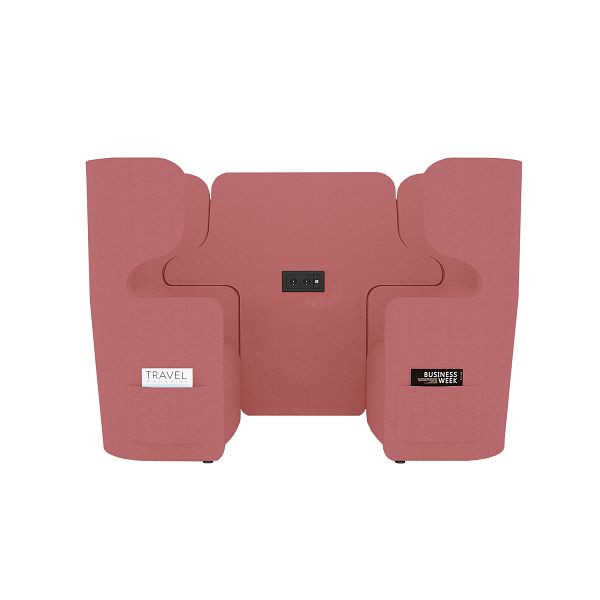 Bisley Raum in Raum Lösung Vivo, Zweisitzer, Hohe Rückenlehne, 2 Seitentaschen, 2 Steckdosen und 2 USB Anschlüsse, NE0236 weinrot, VIVH2SETPS2.NE0236