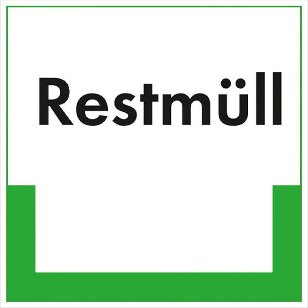 Stein HGS Kennzeichnungsschild Restmüll, 100x100mm/Folie,selbstklebend/ umweltschonend, 35.6777