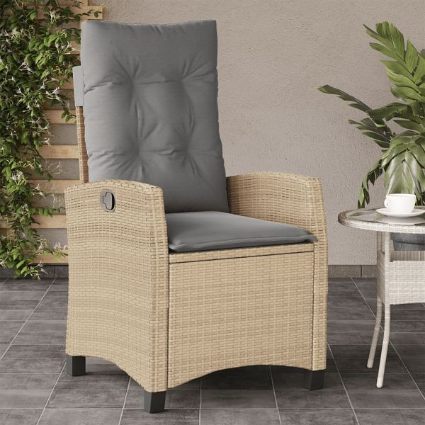vidaXL Gartensessel mit Kissen Verstellbar Beigemischung Poly Rattan, 365213