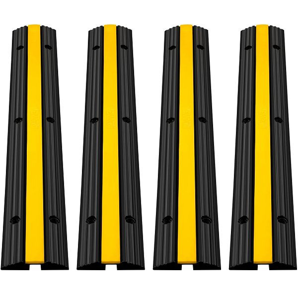 VEVOR 4 Stück 1 Kanal Kabelbrücke Kabelmatte 100x15x3cm Kabel-Beschüze aus PVC und Gummi, 4JTDCGXB000000001V0
