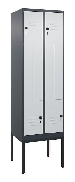 C+P Z-Spind Classic PLUS, Gestell, 4 Abteile, 2120x600x500mm, 7016/7035, Drehriegel, 0800337-204 S10013