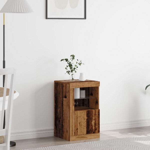 vidaXL Sideboard mit LED-Lichtern Altes Holz 41x37x67 cm, 863018