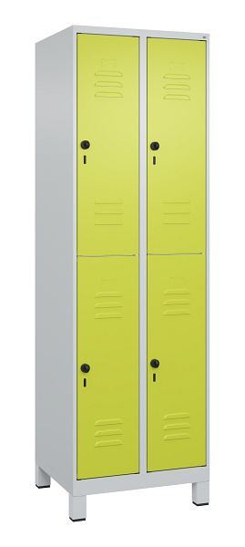 C+P Doppelstöckiger Spind Classic PLUS, Füße, 2 Abteile, 1950x600x500mm, 7035/0024, 080310-20 S10010