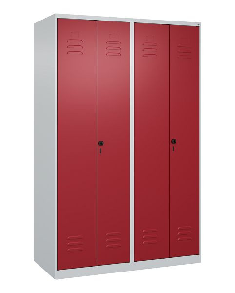 C+P Umkleidespind Classic PLUS, Doppel-Spind, 4 Abteile, 1850x1200x500mm, 7035/3003, Drehriegel, 080002-40P S10022