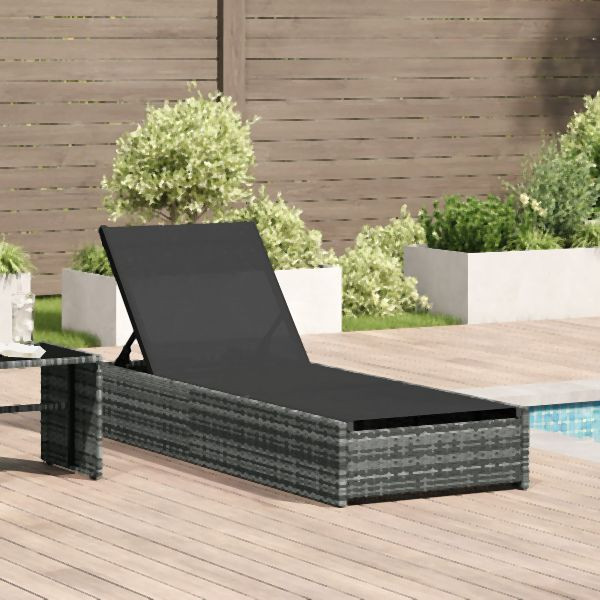 vidaXL Sonnenliege Grau 60x200x27 cm Poly Rattan, 42004126